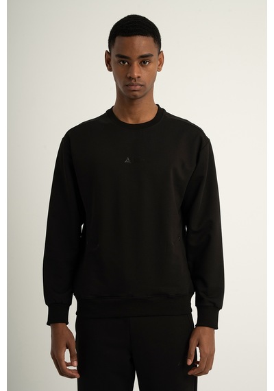 Airlife Sports Club Sz 3 Erkek Sıfır Yakalı Sweatshirt Siyah