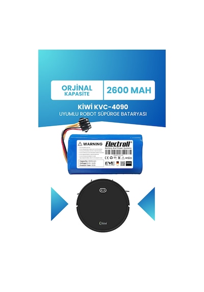 Kiwi Kvc-4090 Uyumlu Batarya Standart Kapasite 2600mah Robot Süpürge Bataryası