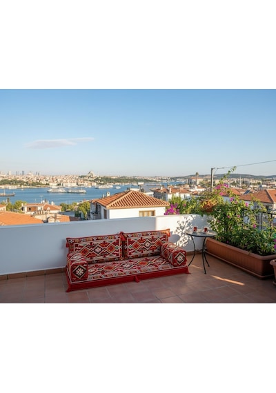 Şark Köşesi Minder Takımı Kırmızı Ahşapsız Süngerli Kılıflı Sofa Diğer