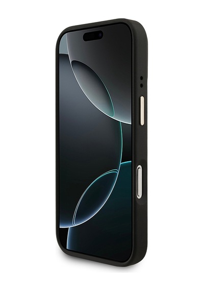 Apple Uyumlu iPhone 17 Pro Kılıf Guess Lisanslı M-safeli 4g Metal Büyük Logolu Kartlıklı Kapak Siyah Siyah