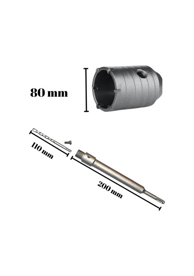 Tomax Sds Plus Elmaslı Beton Delme Ucu 80 Mm Panç + 200 Mm Adaptör
