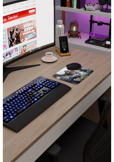 Monster Hunter: World Kaymaz Dikişli Kauçuk Oyuncu Mousepad V2 - 22x18 Gaming Mouse Pad Fare Altlığı