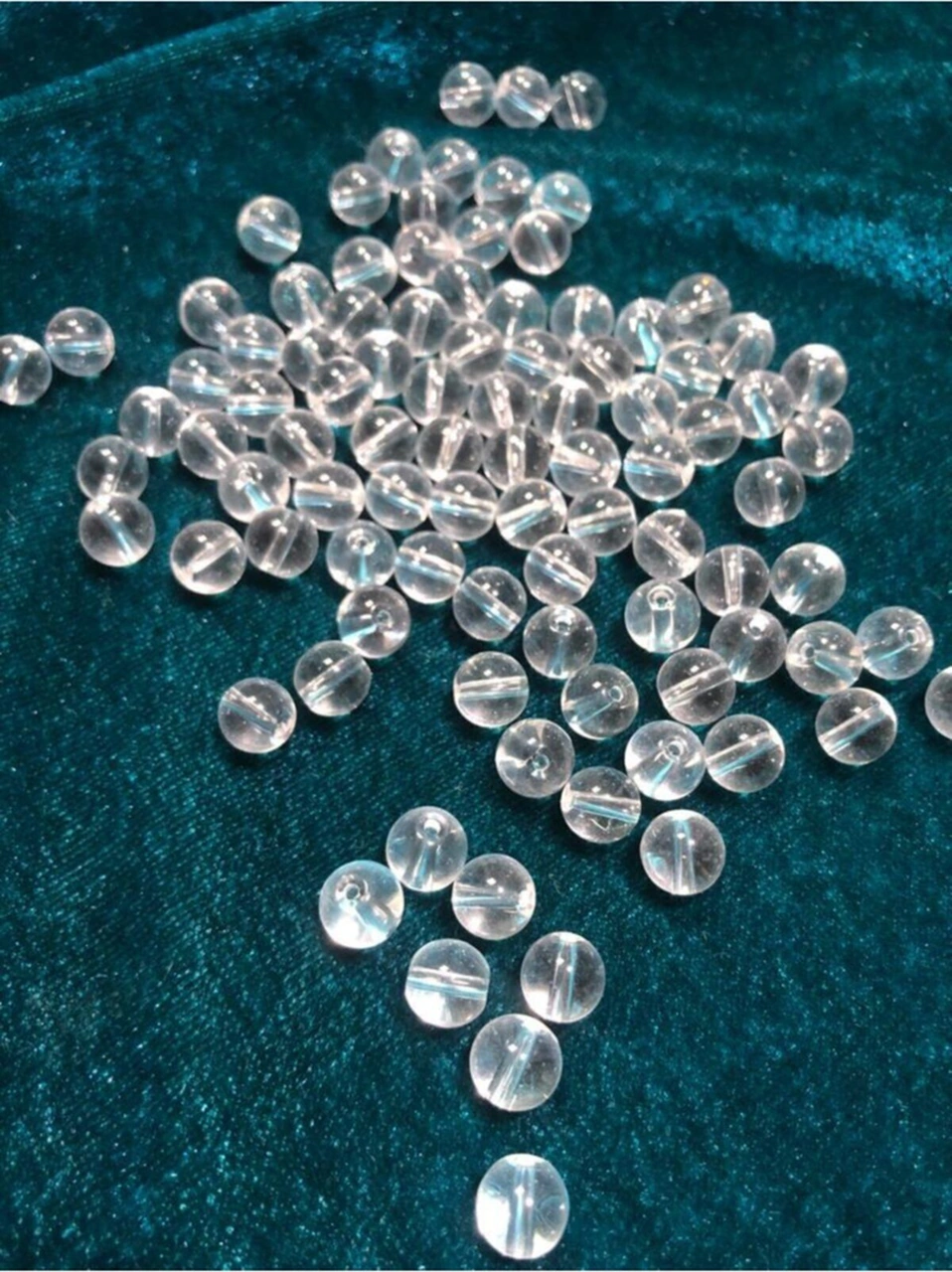 8mm Yuvarlak Şeffaf Cam Boncuk - Takı Boncuğu - 50 Adet -