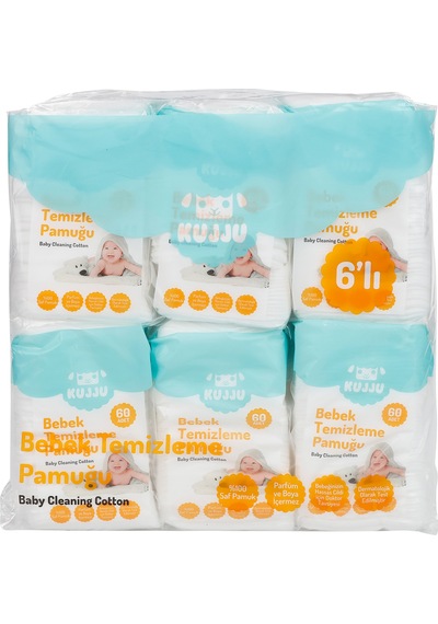 Kujju Bebek Temizleme Pamuğu 6x60 Adet 932882021ss1
