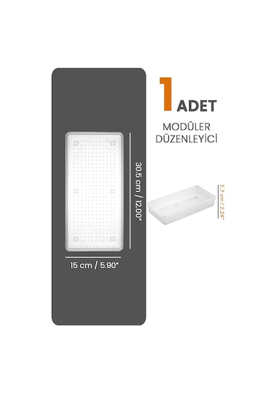Modüler Çekmece İçi Düzenleyici - Banyo Makyaj Takı Organizer Ofis Düzenleyici 30,5 X 15 Cm Şeffaf