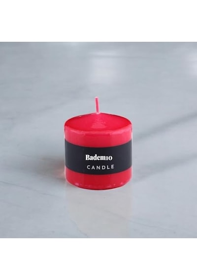 Baton Mum Kırmızı Silindir Dekoratif Mumu Kandil Hediyelik Fitilli Mumlar Şamdan Kokusuz 6 X 6 Cm Diğer