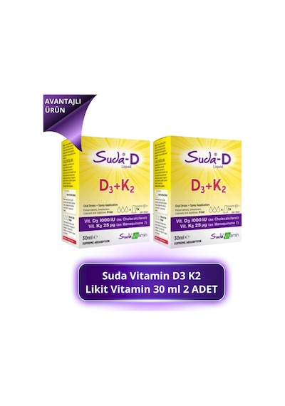 Vitamin D3 K2 Likit Vitamin 30 Ml 2 Adet