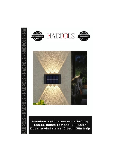 Premium Aydınlatma Armatürü Dış Lamba Bahçe Lambası 2'li Solar Duvar Aydınlatması 6 Ledli Gün Işığı