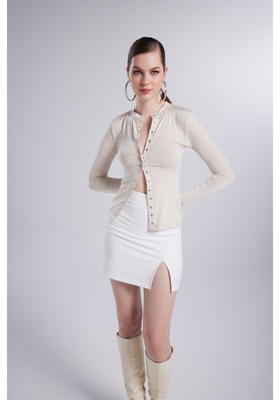 Holly Lolly Çıtçıtlı Uzun Kollu Anna Bluz Bej