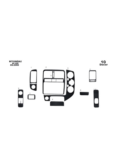 Hyundai H 100 Torpido Kaplama 2004 10 Parça Siyah Karbon