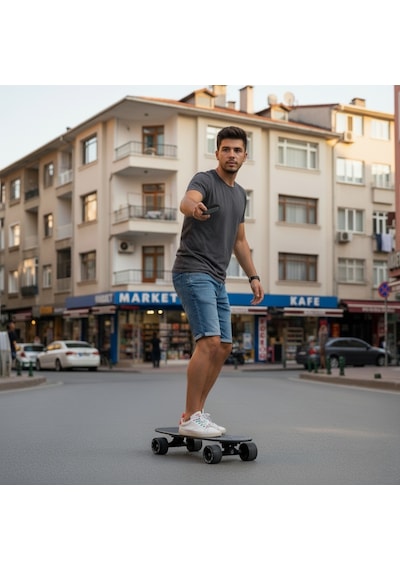 Elektrikli Kaykay H2s-1 Şehir İçi Ulaşım Aracı, Scooter Alternatifi, 20 Km/h, 8 Km Menzil, Hafif 3.7 Kg Siyah