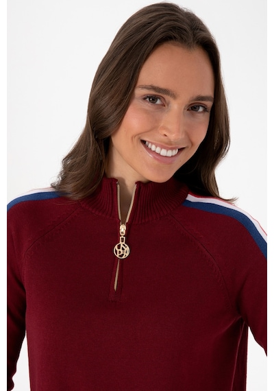 U.S. Polo Assn. Kadın Bordo V Yaka Fermuarlı Kazak 50314691-VR014