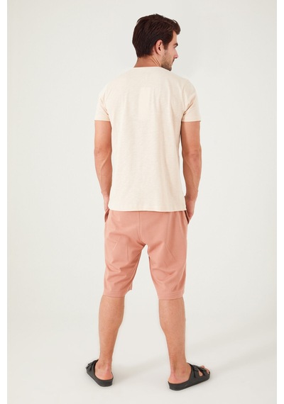 Arnetta 2509 Kısa Kol Bermuda Şort Erkek Pijama Takım Buğday Bej
