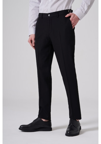 Morven Erkek Siyah Slim Fit Tokalı Pantolon 26mc003017001 Siyah