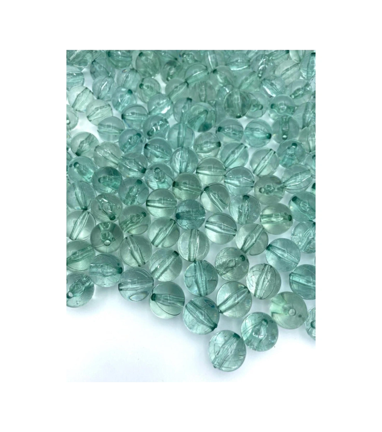 14 Mm Şeffaf Turkuaz, Su Yeşili Akrilik Boncuk, Çanta Boncuğu 100gr, Ort. 60 Adet