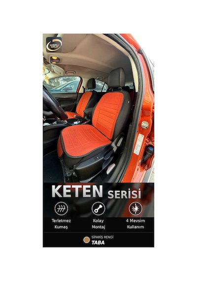 Fiat Egea Cross 2020-2026 Ön Ve Arka Koltuk Terletmez Dolgulu Keten Koltuk Minder / Kılıf Set Taba