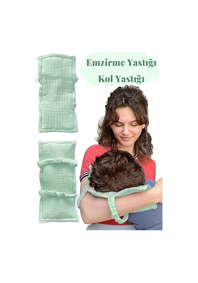 Pamuk Muslin Bebek Emzirme Yastığı Ter Emici Kol Yastığı Mint