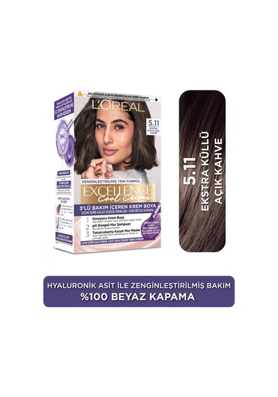 L Oréal Paris Excellence Cool Creme 5.11 Ekstra Küllü Açık Kahve Saç Boyası