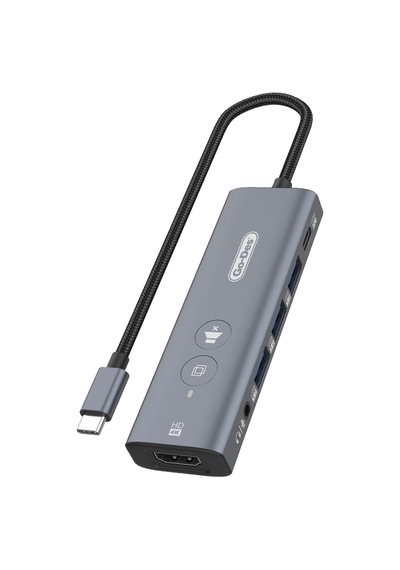 Go Des Gd-6903 Type-c Bağlantılı 6in1 Hub Adaptör Usb3.0/hdmi/pd 100w/4k Ultra Hd 30hz/5gbps Gri