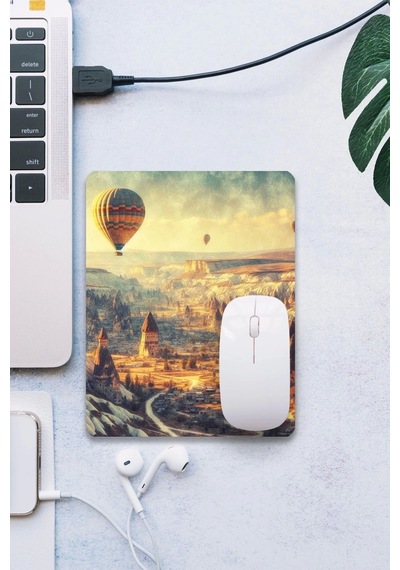 Sonictouch Kapadokya Temalı Pürüzsüz Yüzey Kaymaz Taban Dikişsiz Kenar Gamer Oyuncu Mouse Pad 19x23c Mousepad