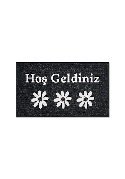 Balkon Ve Iç Dış Kapı Yıkanabilir Nem Alıcı Toz Alıcı Halı Kapı Önü Paspası Türkçe Hoş Geldiniz Siyah - Beyaz