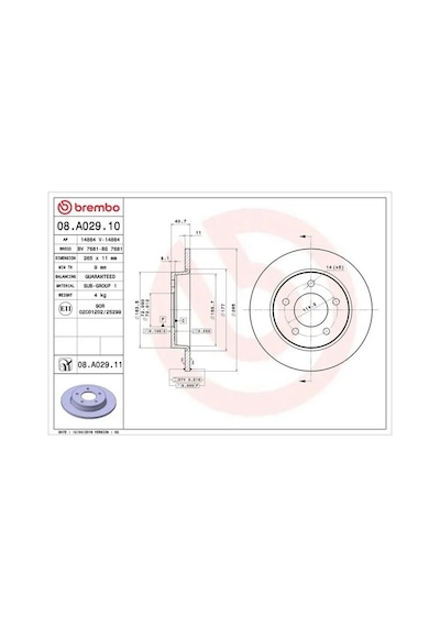 Brembo 08a02910 Arka Fren Diski Bff426251 Bp4y26251b Bp4y26251c 2 Adet