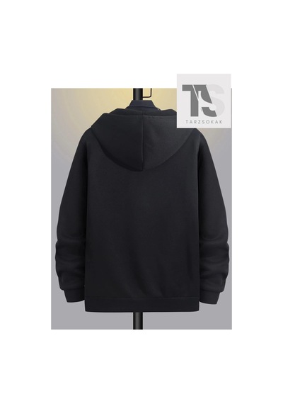 Tarzsokak Geyik Boynuz Sweatshirt Fermuarlı Hırka Siyah