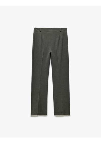 Koton Cepli Yüksek Bel Düz Bol Paça Kumaş Pantolon Gri 5sak40383pw Gri