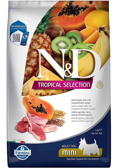 N&d Tropical Selection Düşük Tahıllı Kuzu Etli Ve Tropikal Meyveli Küçük Irk Yetişkin Köpek Maması 5 Kg