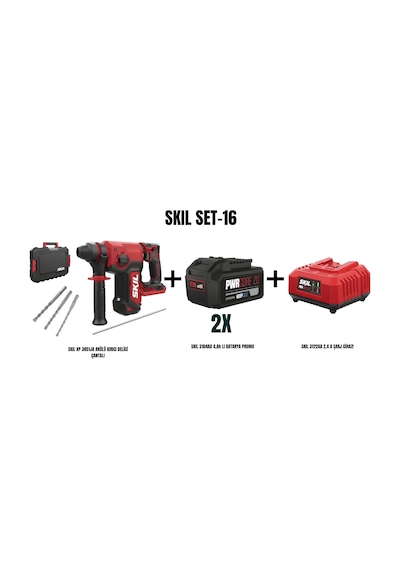 Skil Set-16 Skil XP 3851JA Akülü Kırıcı Delici Çantalı + 2x Skil 3104AA 4AH Li Batarya Promo + Skil 3122AA 2.4A Şarj Cihazı