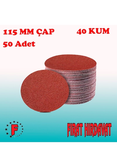 115 MM Cırt Zımpara 40 Kum 50 Adet