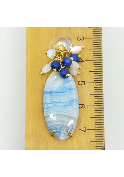 1809 Blue Scheelite El Yapımı Küpe Çok Renkli