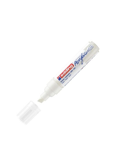 Edding 5000 Akrilik Kalem Geniş - Beyaz - 1 Su Geçirmez Akrilik Markör - Kesik Ucu 5-10 Mm
