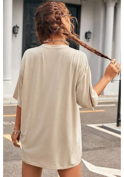 Unisex California Baskılı Tasarım T-shirt Bej