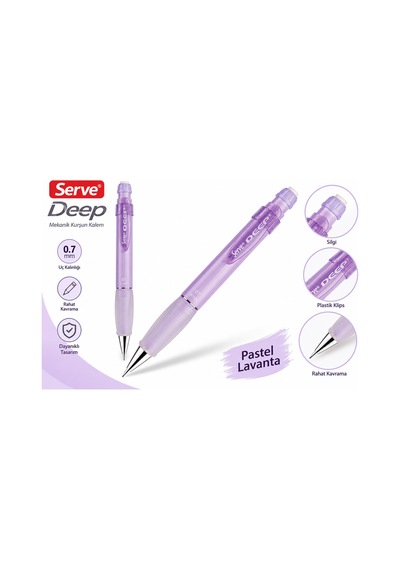 Deep Pastel Lavanta 0.7 Mm Mekanik Kurşun Kalem Versatil Kalem
