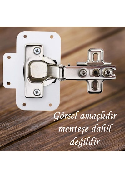 Dolap Kapak Taş Menteşe Tamir Sacı Pratik Onarım Kiti Beyaz Metal Yuva Tablası 6.5 X 9 Cm 6 Det
