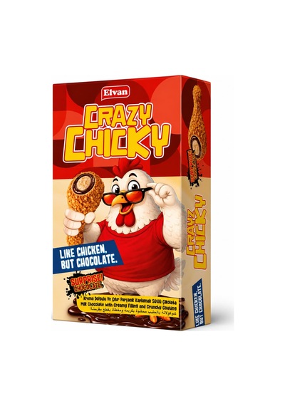 Elvan Crazy Chicky Tavuk Budu Şekilli Dolgulu Çikolata 57 Gr. 1 Paket