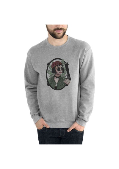 Leon & Mathilda The Professional Mirror Baskılı Gri Erkek Sweat