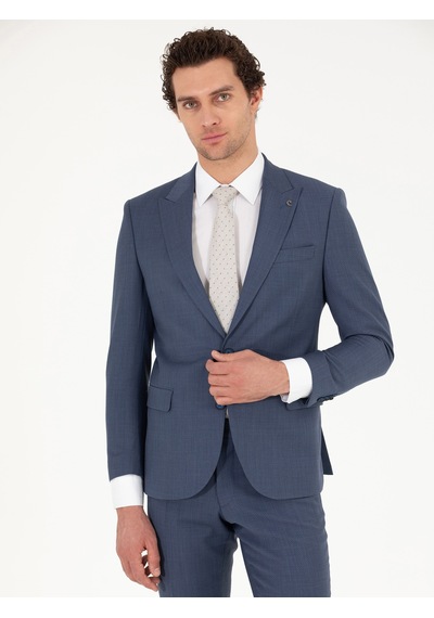 Cacharel Mavi Slim Fit Takım Elbise