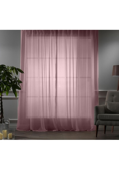 Evdepo Home Pembe Vual Tül Perde Tek Kanat