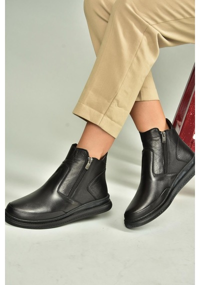 Fox Shoes V555070903 Siyah Hakiki Deri Kadın Bot Siyah-hakiki Deri