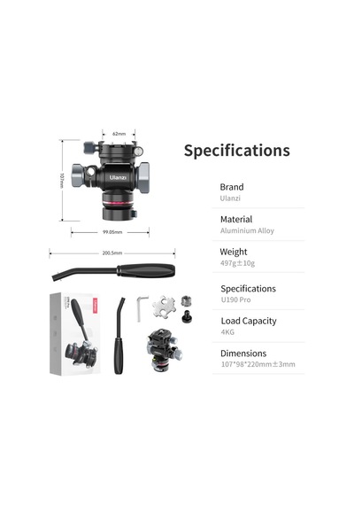 Ulanzi U-190 Pro Fluid Video Tripod Başlığı E009gbb1
