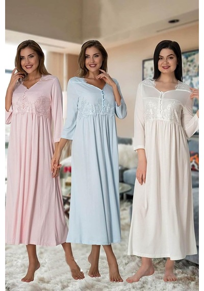 Kadın Mavi Hamile Lohusa Gecelik Mavi / 2xl -efs3012ef-19804ıgp261076 Açık Bej - Beyaz