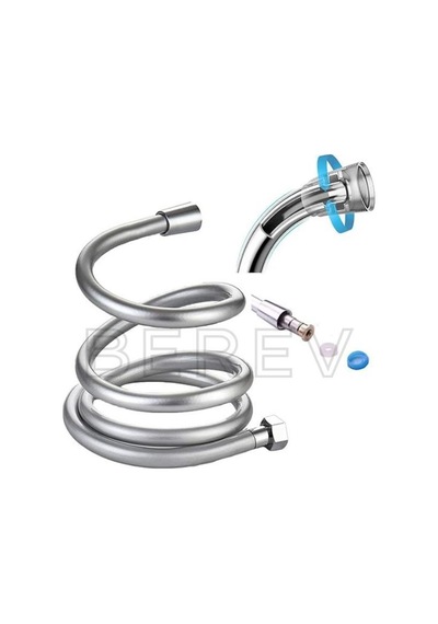 Berev 3 Fonksiyonlu Start Stop Tuşlu Filtreli Basınçlı Masaj Etkili Duş Başlığı Krom Pvc Hortum Ve Mafsal Set Siyah - Krom
