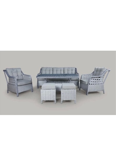 Menekşe 3+1+1+2puf+masa Rattan Bahçe Balkon Mobilyası, 7 Kişilik Bahçe Takımı Gri-gri Gri Menekşe 3+1+1+2puf+masa Rattan Bahçe Balkon Mobilyası, 7 Kişilik Bahçe Takımı Gri-gri Gri