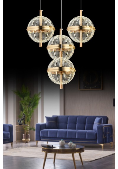 Orbital 4'lü Kumandalı Gold Avize Gold