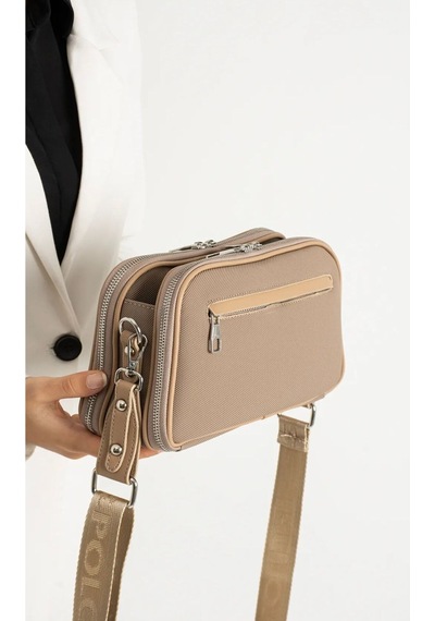 Just Polo Günlük Kombinlere Uygun Kadın Omuz Çantası Krem Camel Renk