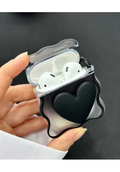 Apple Uyumlu iPhone Pro/pro2 Nesil  Koruyucu Bluetooth Kulaklık Kılıfı Figürlü Kalp1 Airpods Pro/pro2 Nesil