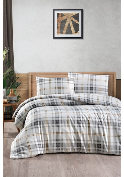 Menderes Home Cotton Collection Flanel Tek Kişilik Nevresim Takımı 1394 Gray Natur