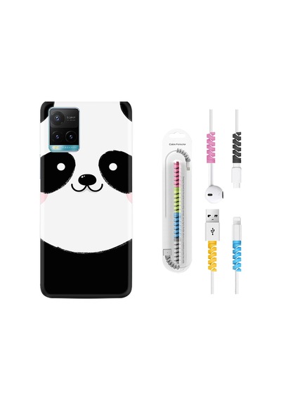 Vivo Y21 Kılıf Kablo Koruyuculu Sevimli Panda 1794